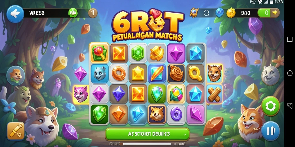 Tampilan permainan 6RT yang menarik dalam kategori Match-3.