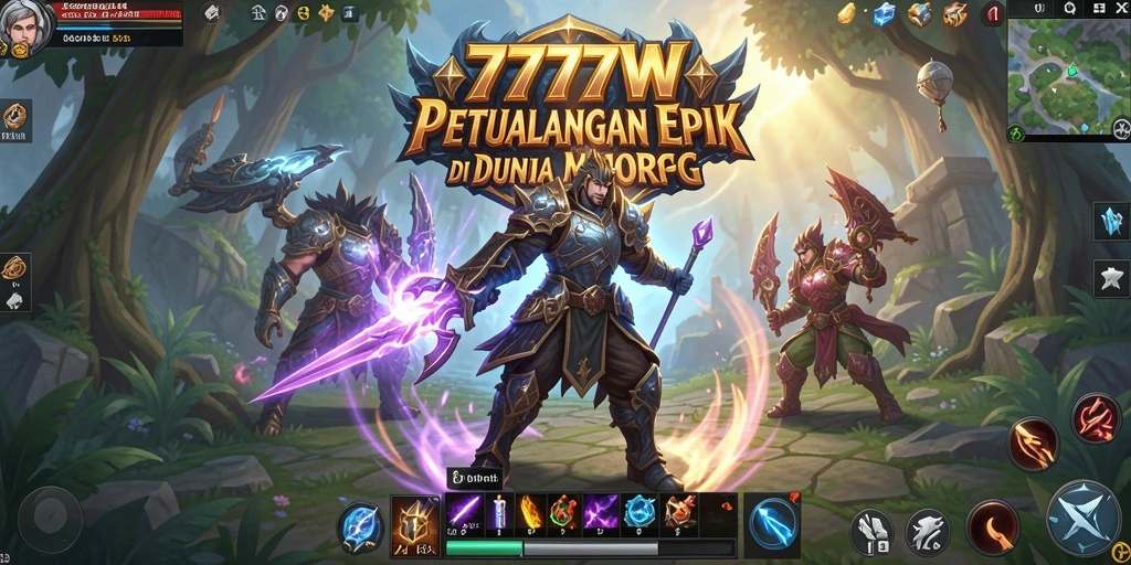 Gambar menampilkan aksi mendebarkan dalam gameplay MMORPG 7777W.