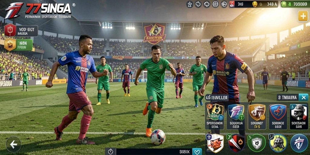 Screenshot 77SINGA menampilkan tampilan antarmuka aplikasi Sportsbook.