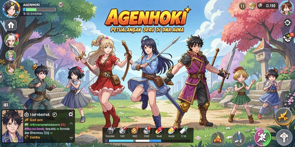 Screenshot gameplay AGENHOKI menampilkan aksi karakter anime yang menarik.