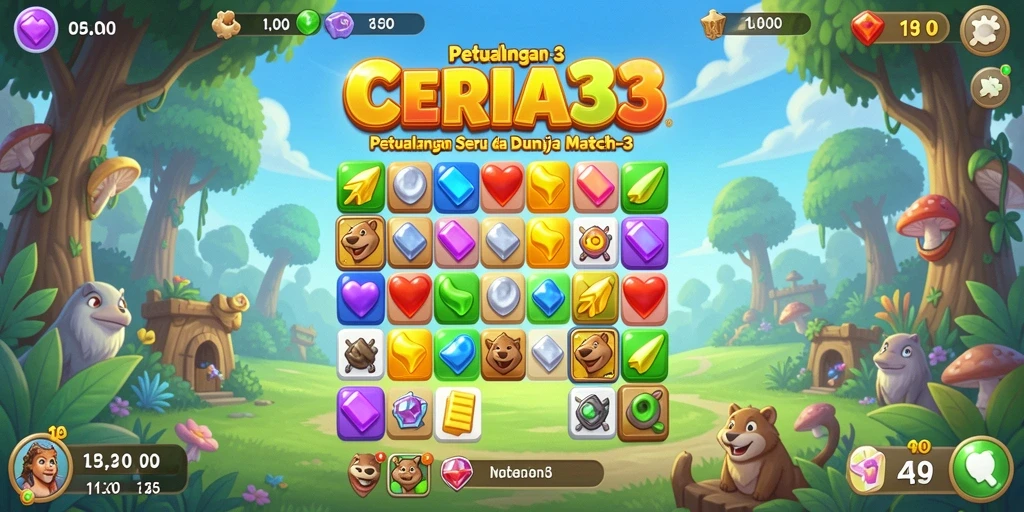 Tampilan seru gameplay CERIA33 yang penuh warna.