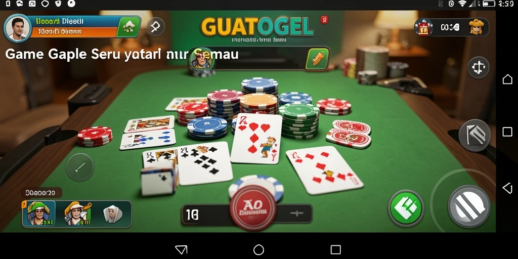 Screenshot gameplay GUATOGEL menampilkan suasana bermain Gaple yang seru.