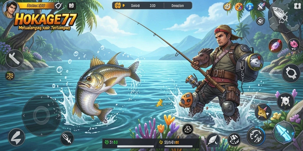 Tampilan menarik dari gameplay memancing di HOKAGE77 yang penuh warna.