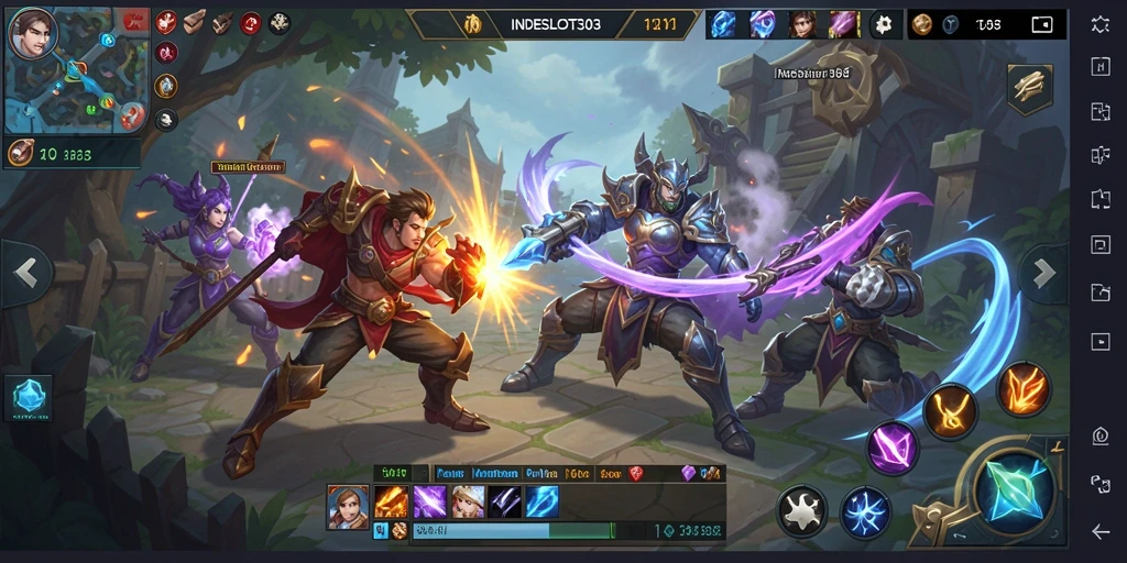 Tangkapan layar gameplay <strong>INDESLOT303</strong> menampilkan aksi tim yang mendebarkan.