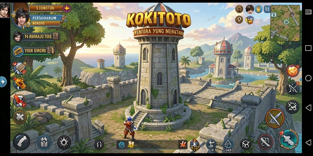 Tampilan gameplay dari permainan Tower Defense KOKITOTO yang seru dan menantang.