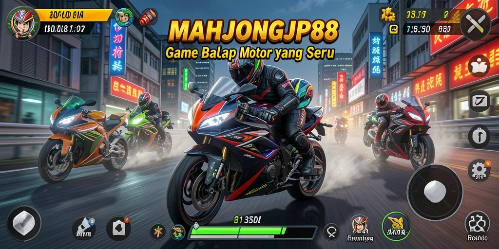 Tampilan gameplay seru dalam balapan motor yang cepat.