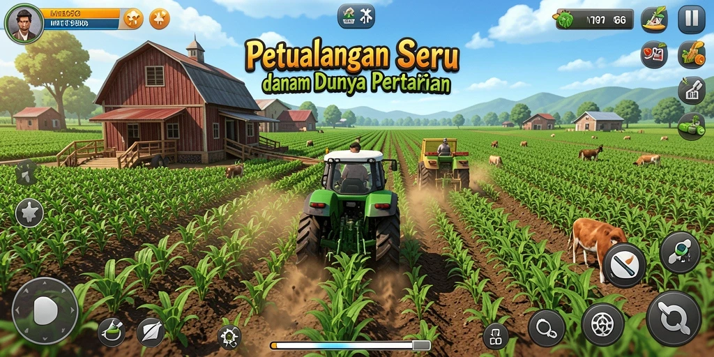 Tampilan gameplay seru dalam <strong>MT966</strong> dengan aktivitas pertanian yang menarik.