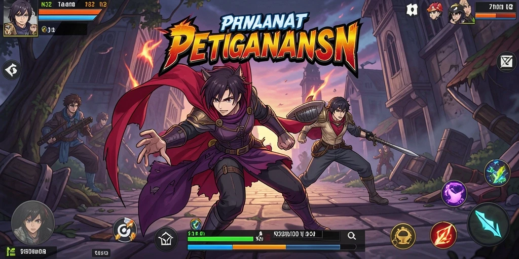 Tampilan gameplay seru N32 dengan aksi karakter anime.