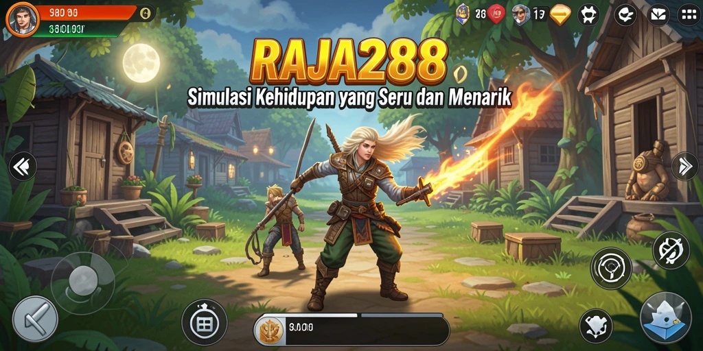 Tampilan seru gameplay RAJA288 dalam simulasi kehidupan.