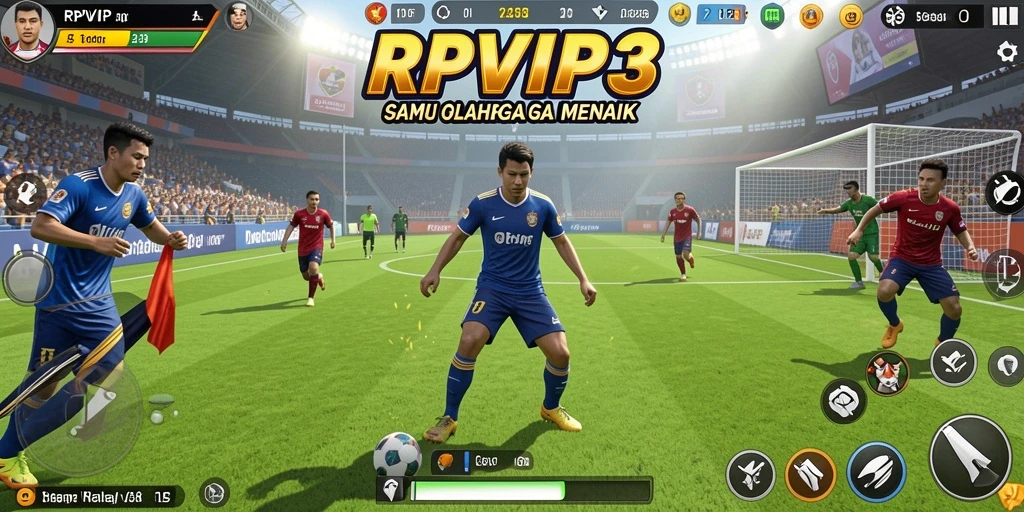 Screenshot gameplay RPVIP3 yang menunjukkan aksi seru dalam pertandingan olahraga.