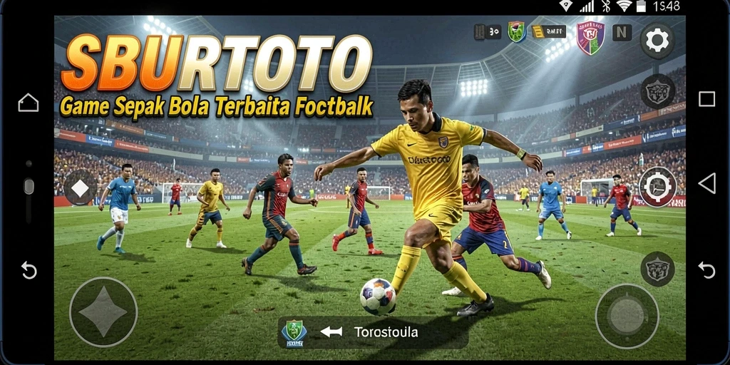 Screenshot gameplay SUBURTOTO menampilkan aksi sepak bola yang seru.