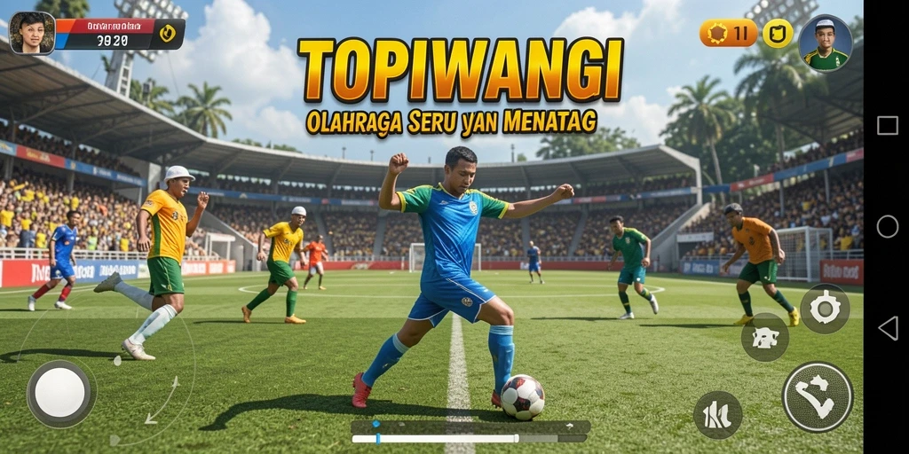 Screenshot gameplay <strong>TOPIWANGI</strong> menunjukkan aksi olahraga yang mendebarkan.